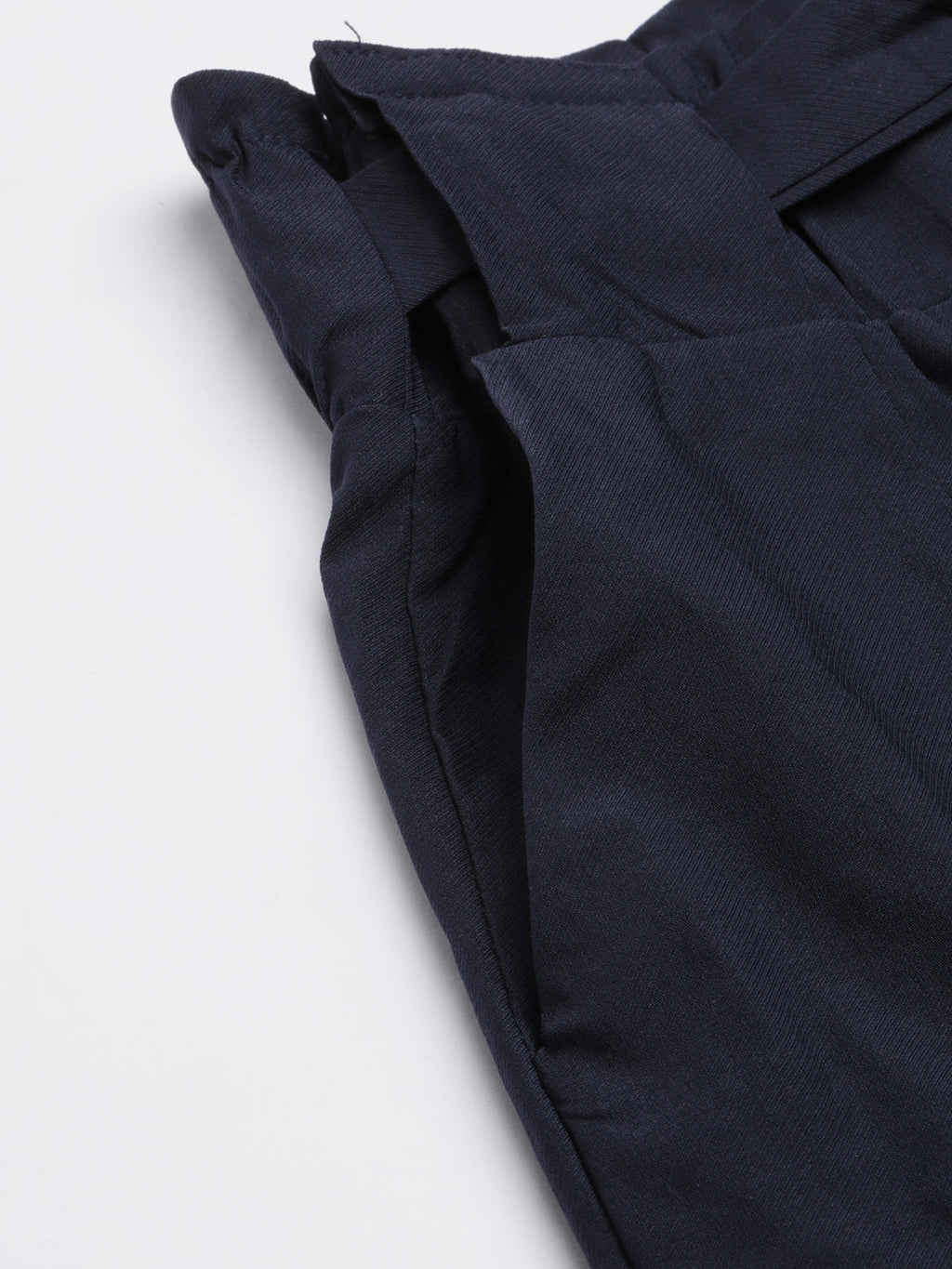 Women's Navy Blue Relaxed Slim Fit Cotton Cigarette Trousers