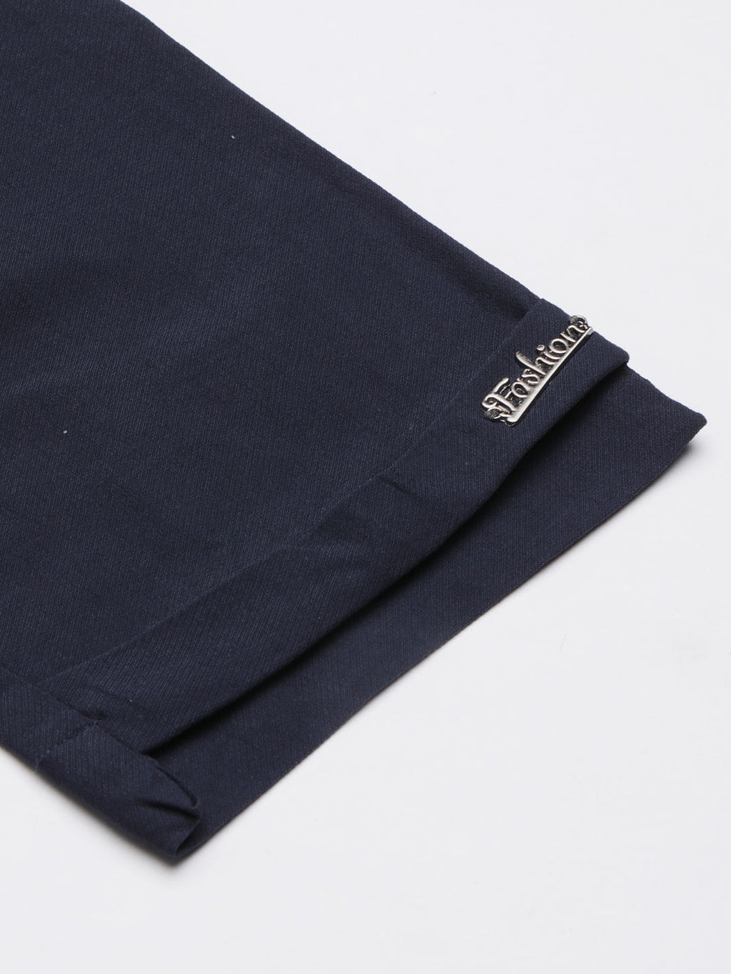 Women's Navy Blue Relaxed Slim Fit Cotton Cigarette Trousers