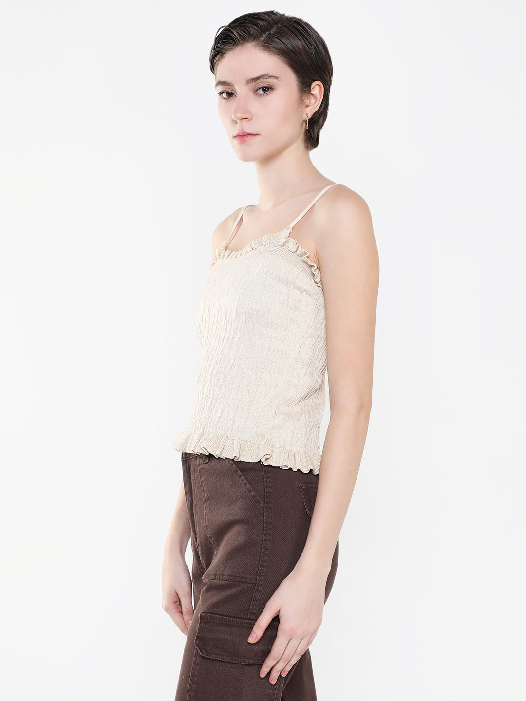 Women's Beige Crop Top