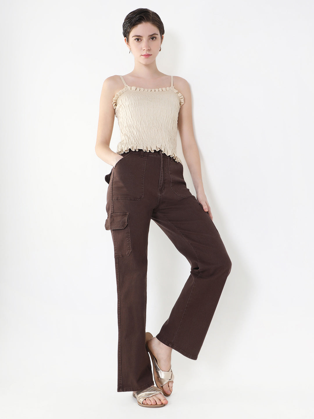 Women's Beige Crop Top