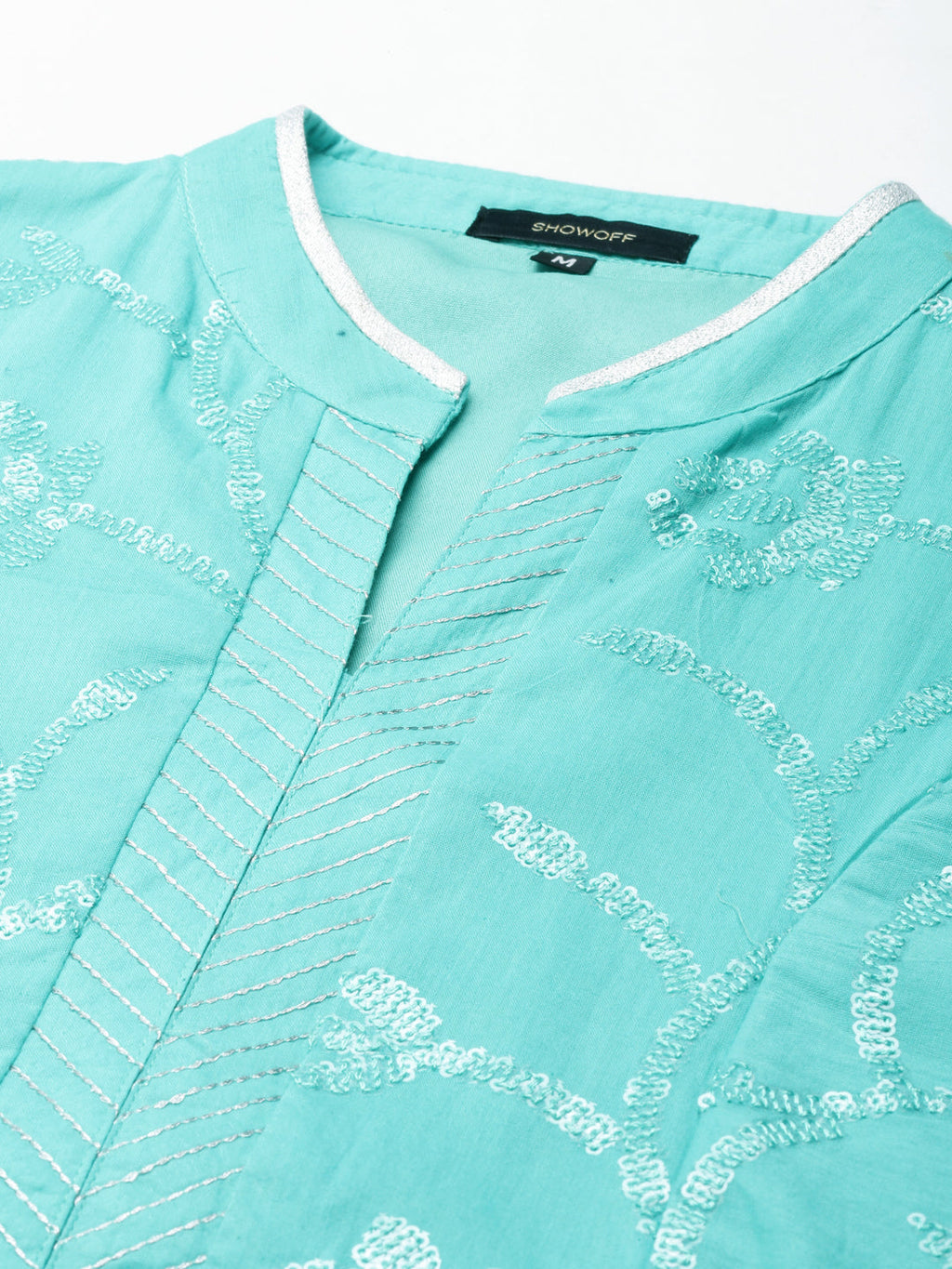 Women's Sea Green Embroidered Sequin Work Anarkali Kurta