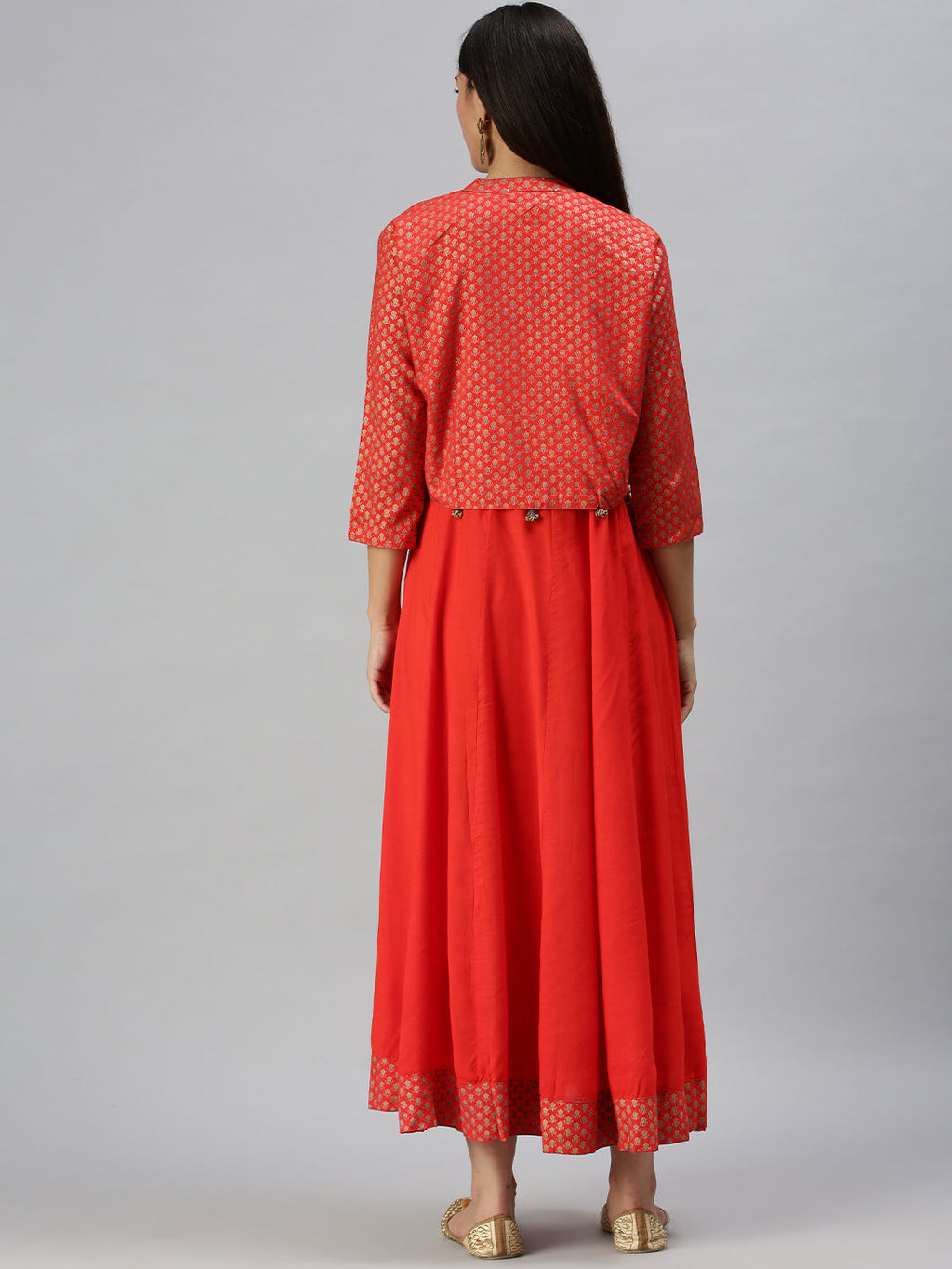 Women's Red Ethnic Motifs Printed Anarkali Kurta