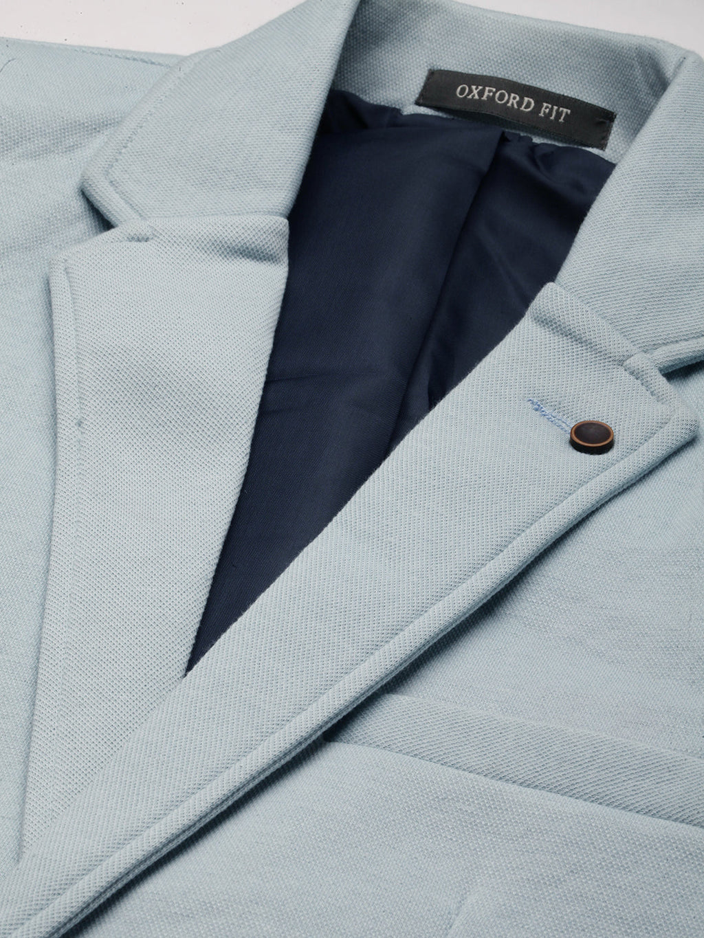 Men's Blue Solid Single-Breasted Regular-Fit Blazer