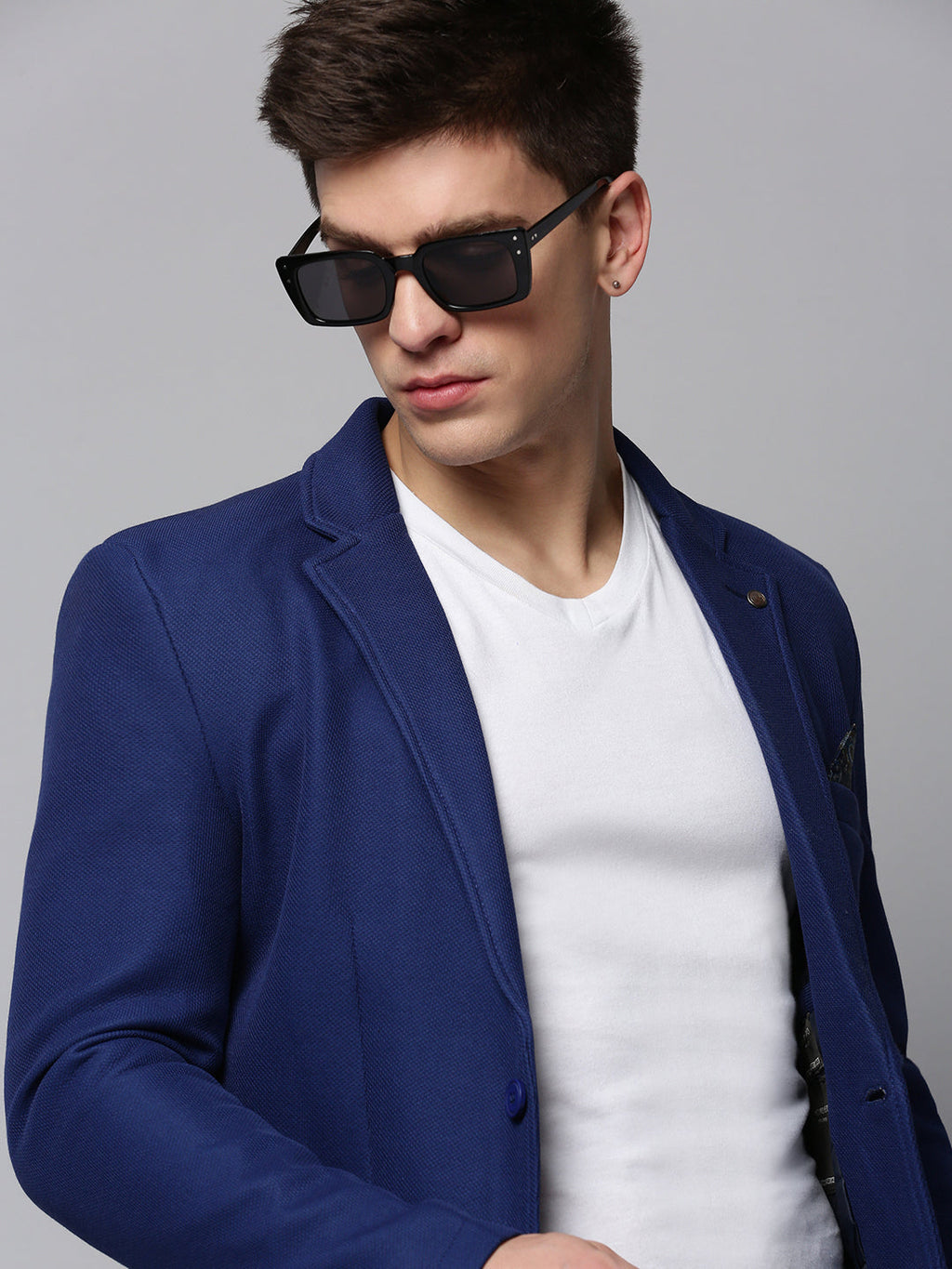 Men's Blue Single-Breasted Blazers