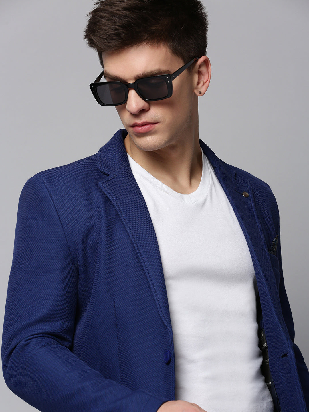 Men's Blue Single-Breasted Blazers