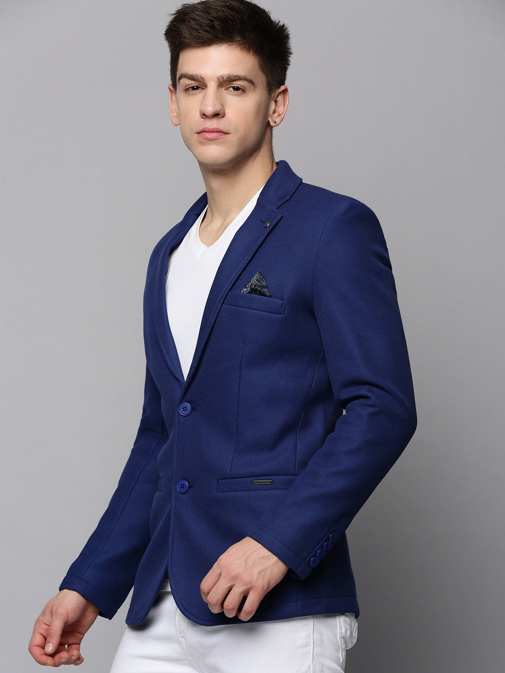 Men's Blue Single-Breasted Blazers