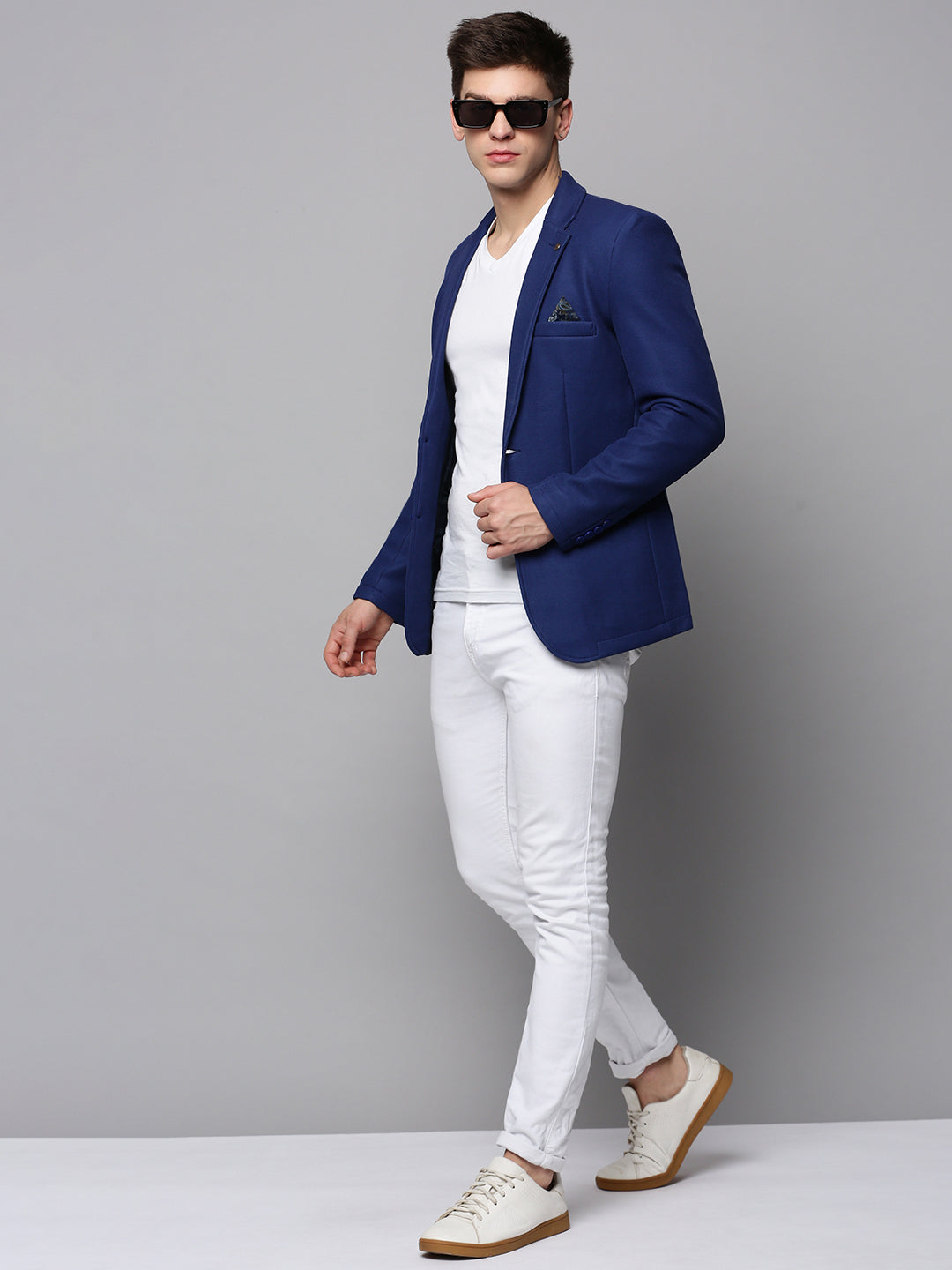 Men's Blue Single-Breasted Blazers