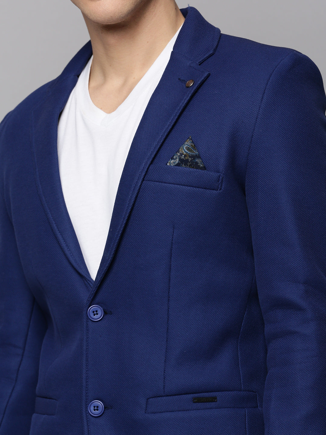 Men's Blue Single-Breasted Blazers