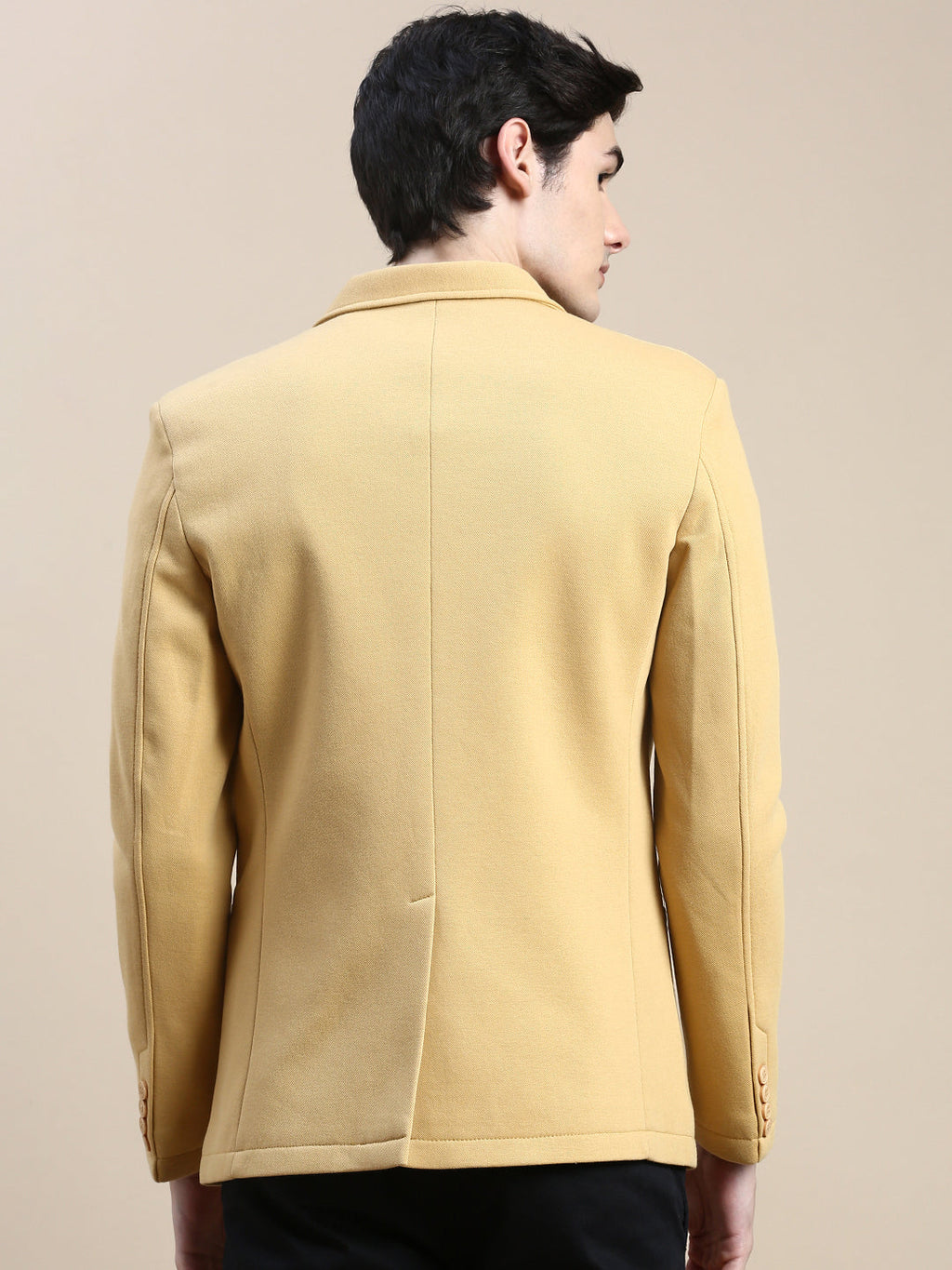 Men's Mustard Slim-Fit Single Breasted Blazer