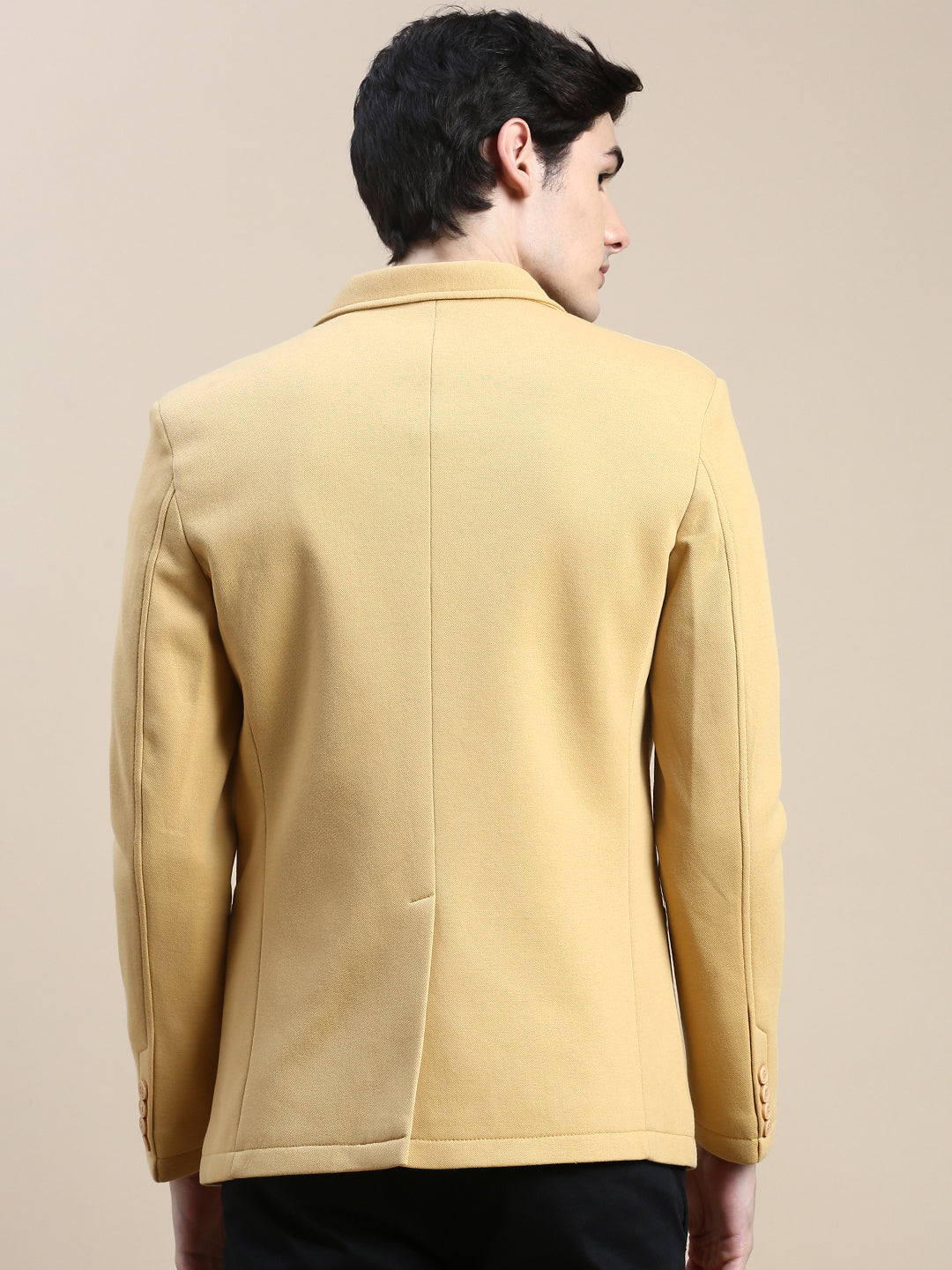 Men's Mustard Slim-Fit Single Breasted Blazer