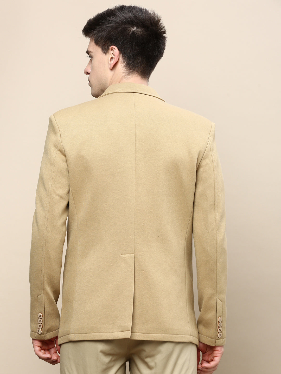 Men's Khaki Slim-Fit Single Breasted Blazer
