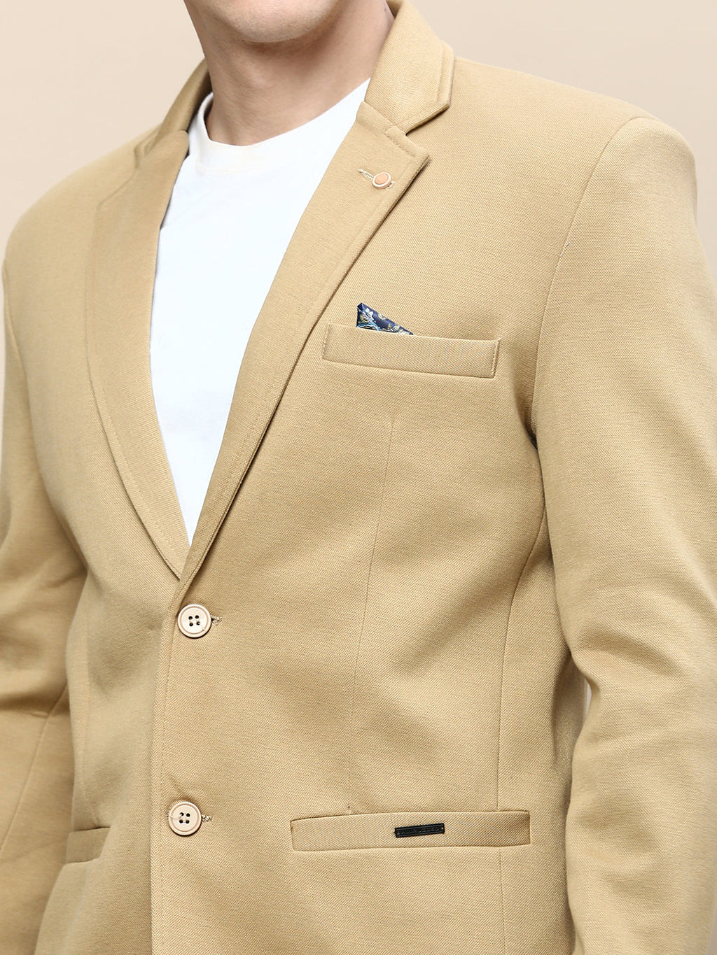 Men's Khaki Slim-Fit Single Breasted Blazer