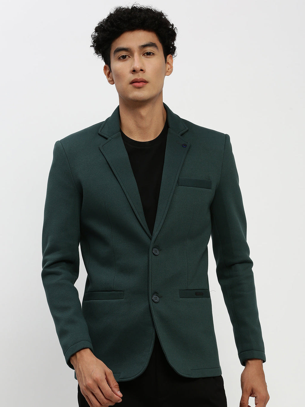 Men's Green Single Breasted Slim Fit Blazer
