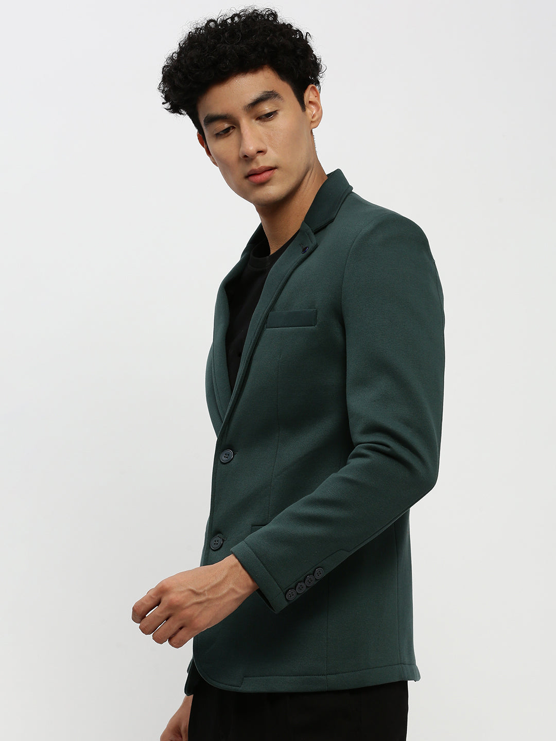 Men's Green Single Breasted Slim Fit Blazer