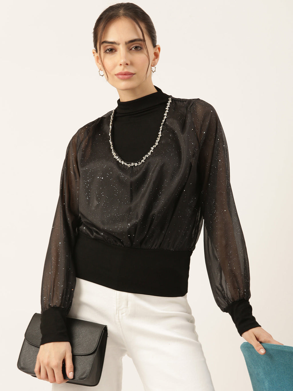 Women's Black Georgette Top