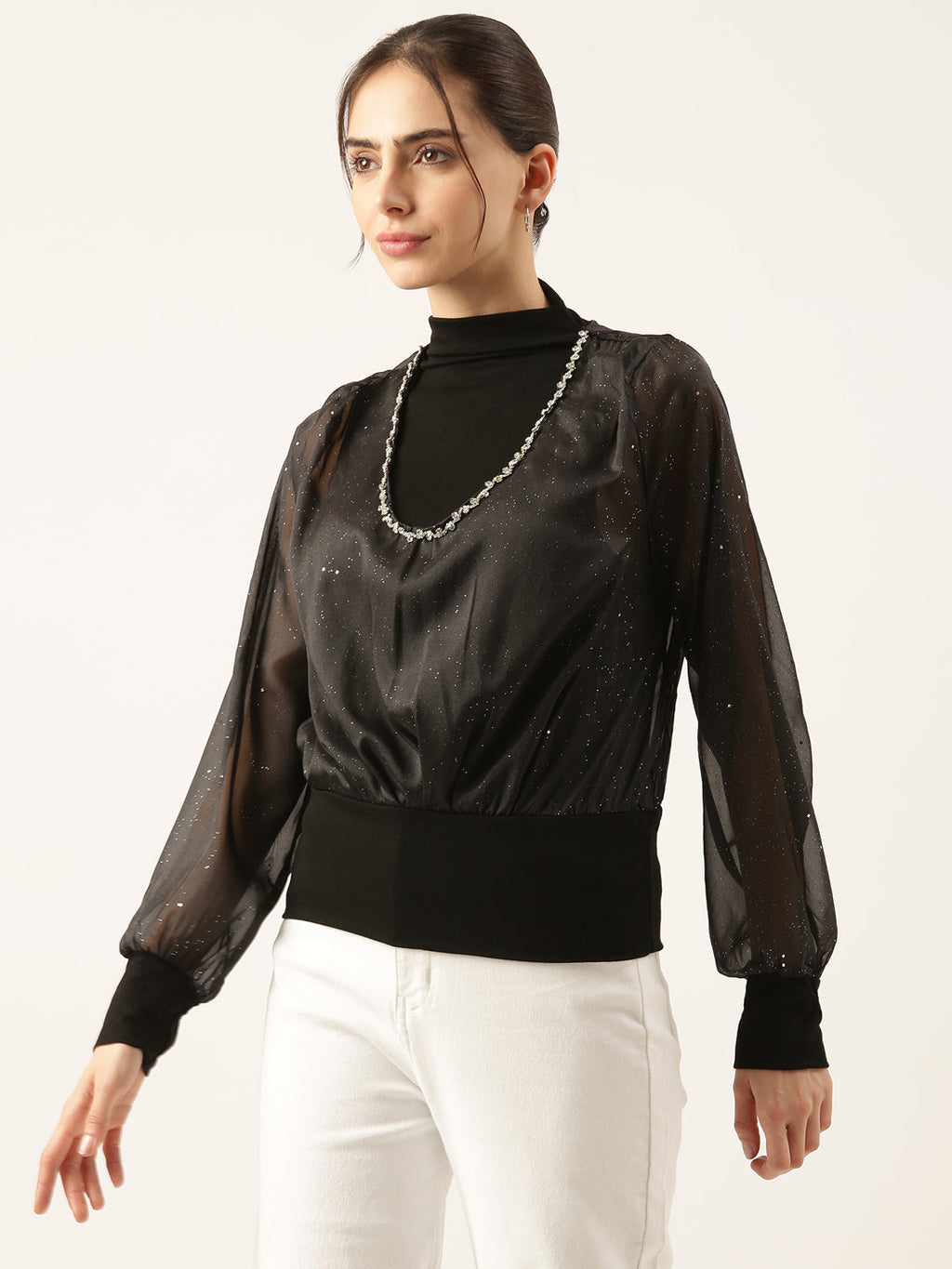 Women's Black Georgette Top