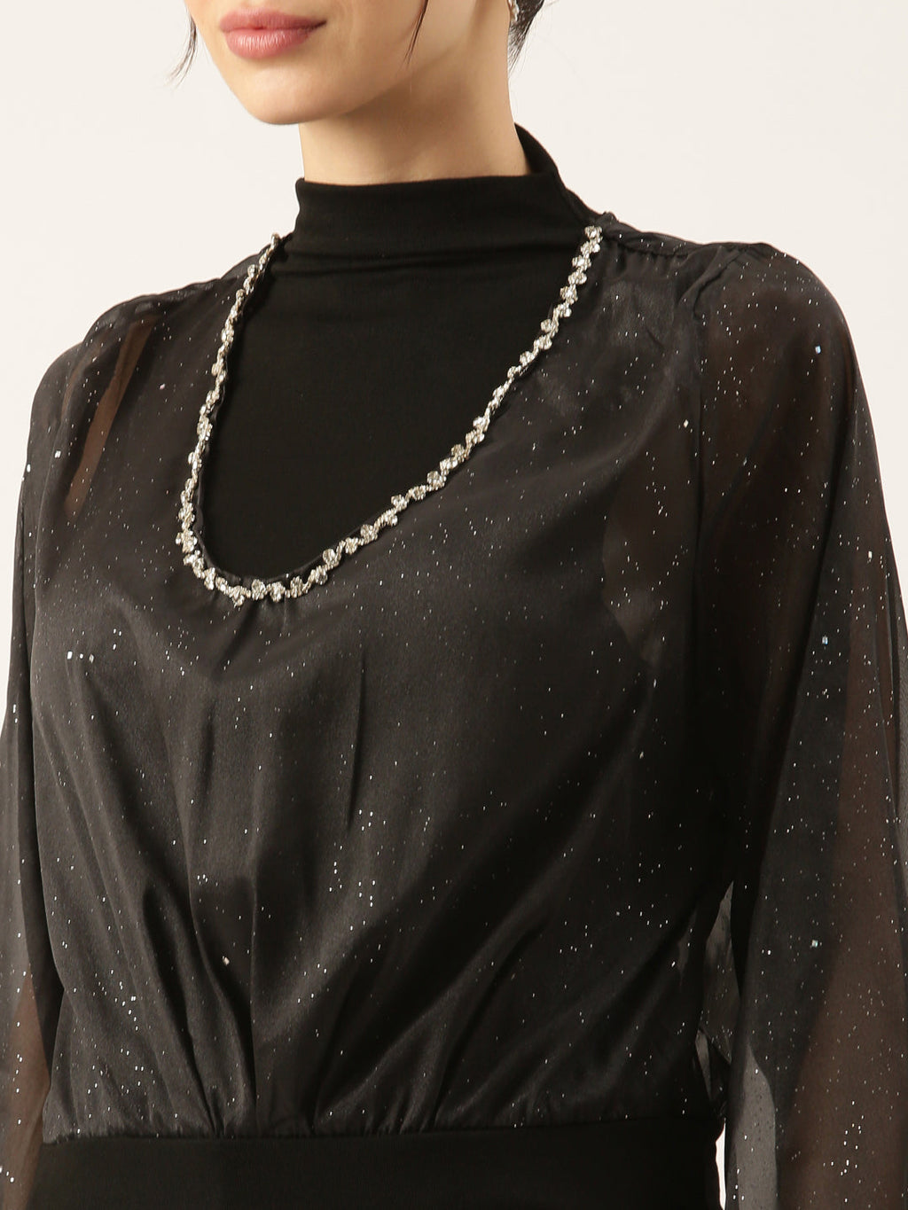 Women's Black Georgette Top