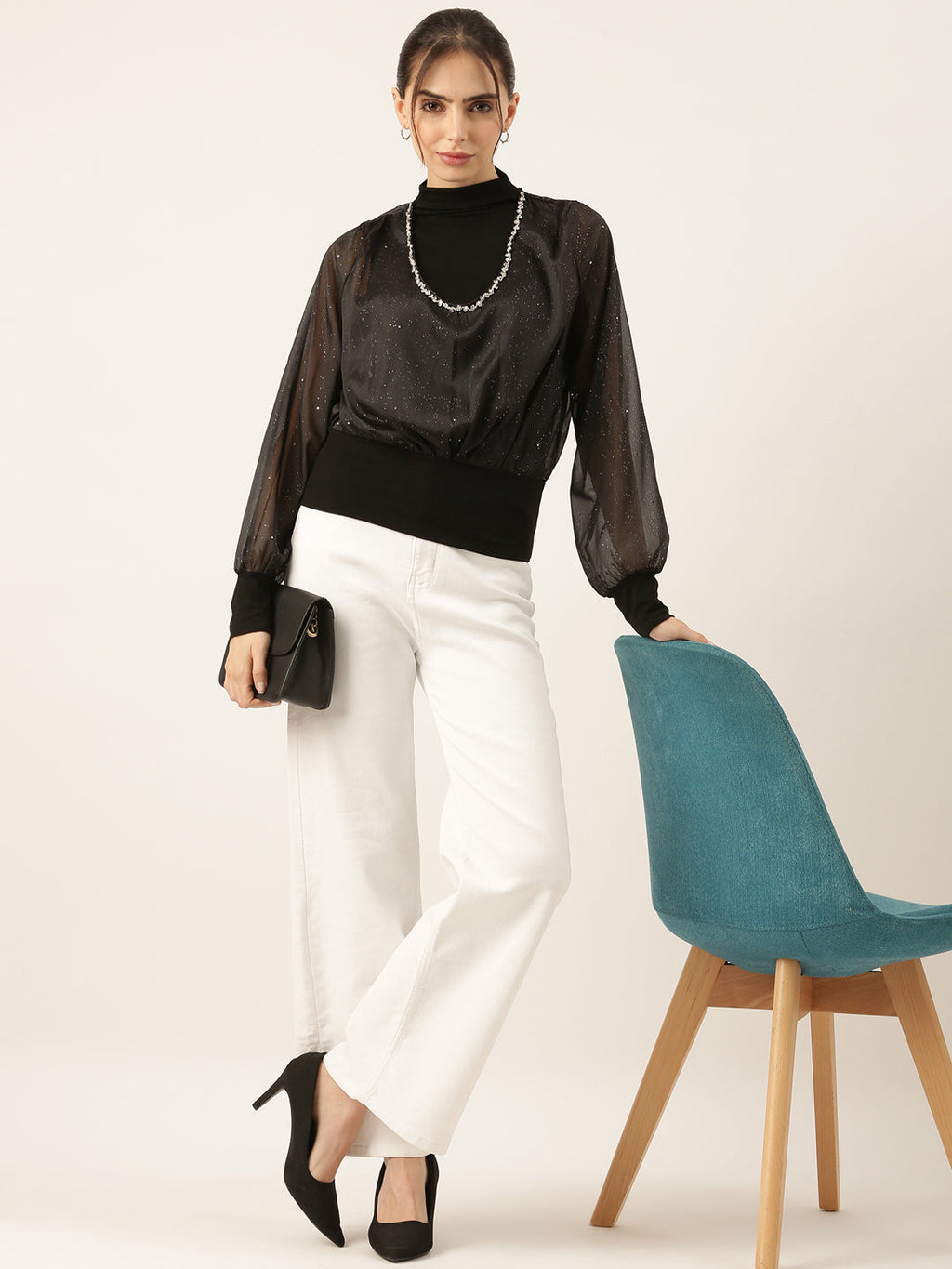 Women's Black Georgette Top