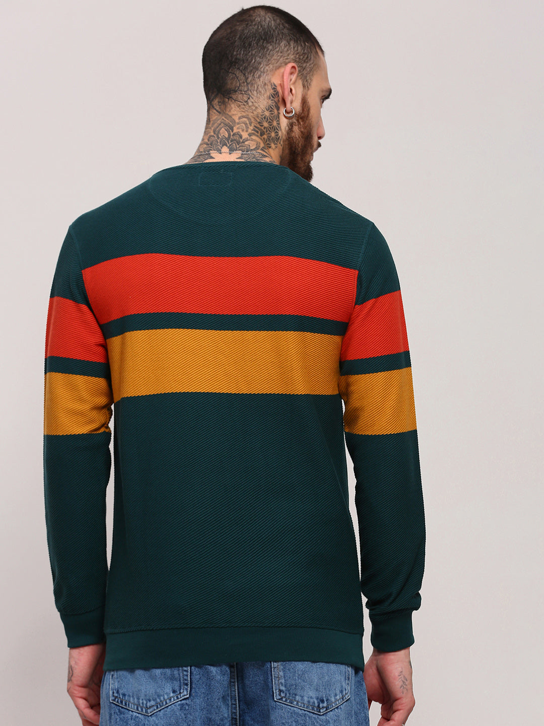Men's Green Colourblocked Sweater