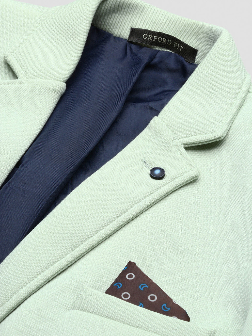 Men's Sea Green Notched Lapel Collar Cotton Slim Fit Single-Breasted Blazer