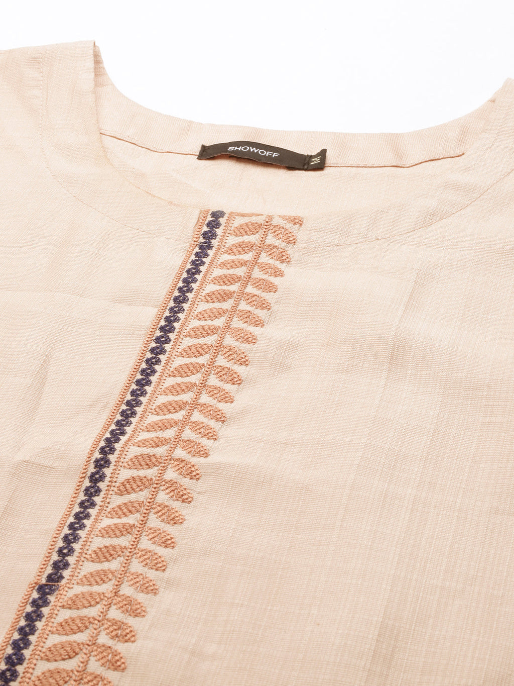 Women's Peach Printed Straight Kurta