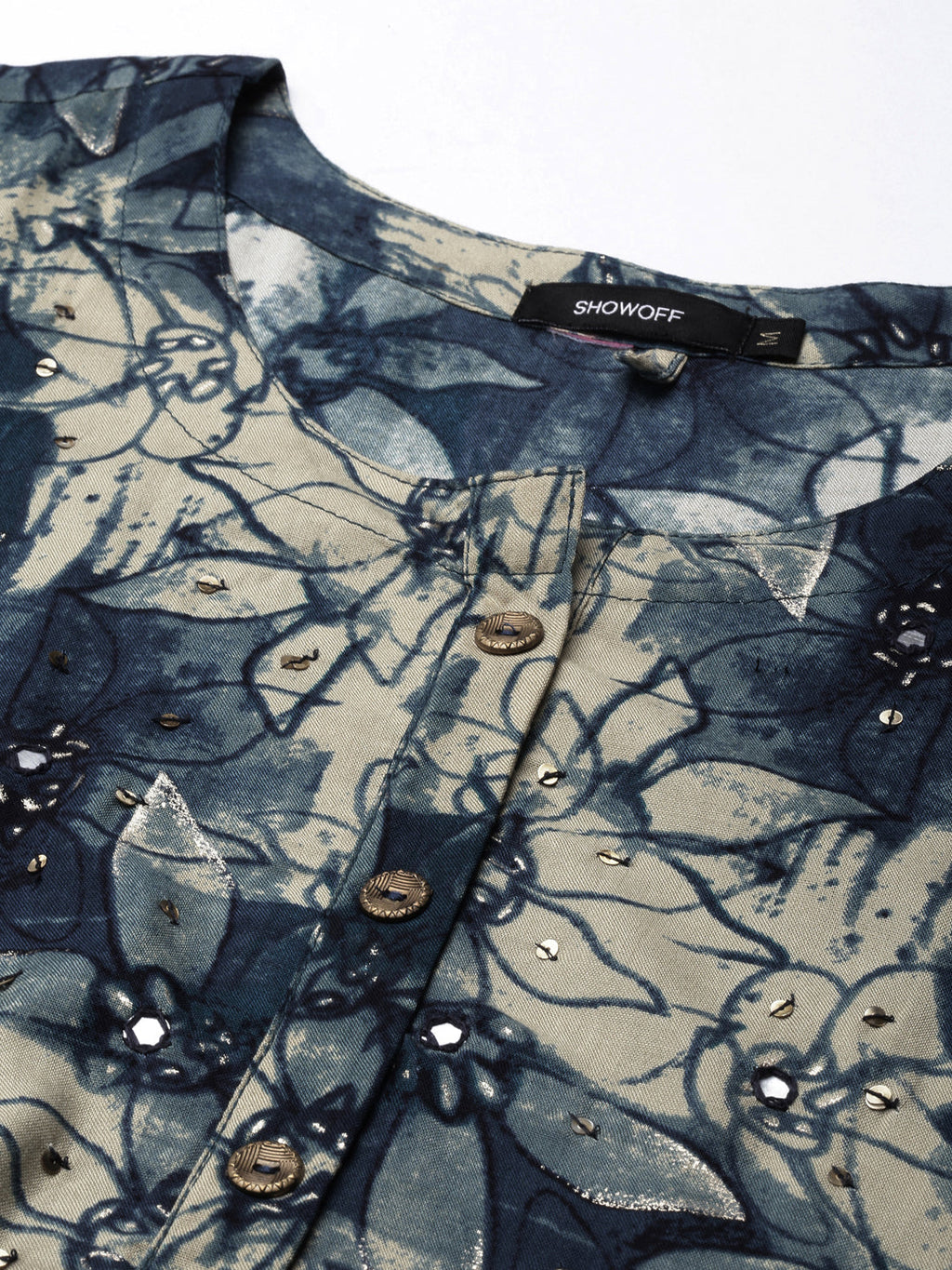 Women's Anarkali Blue Floral Kurta