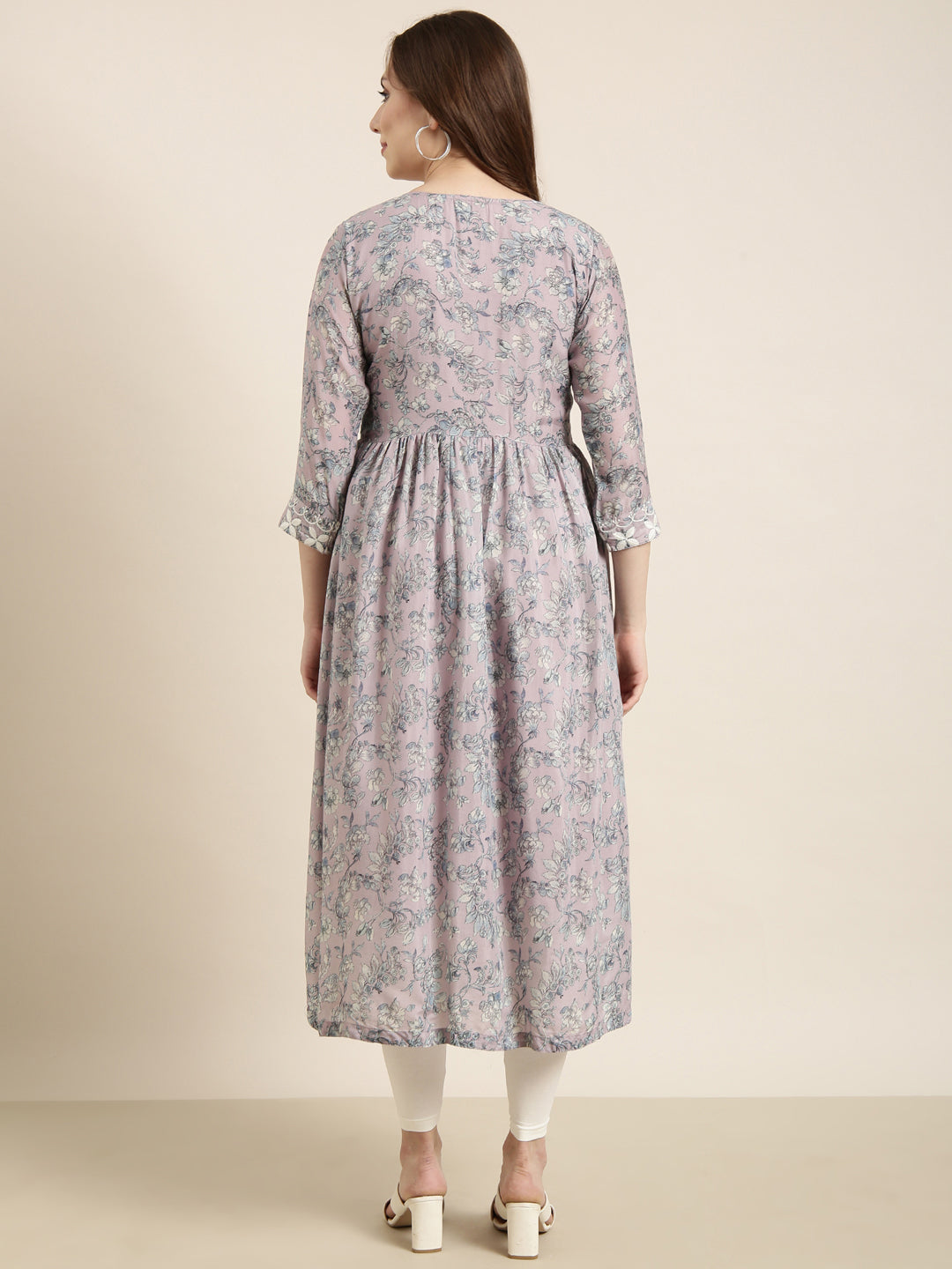 Women's Anarkali Lavender Floral Kurta