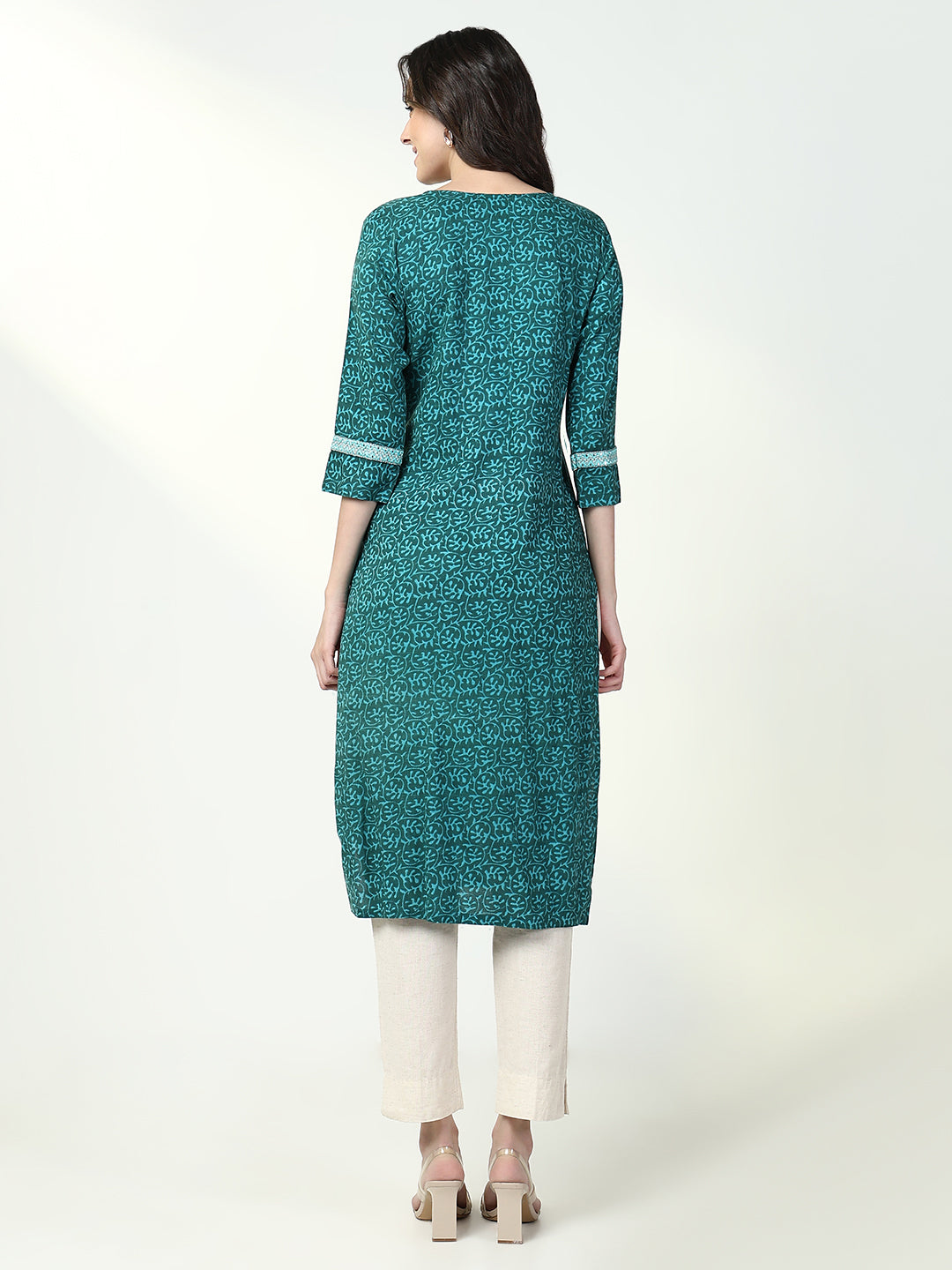 Women's Green Graphic Straight Kurta