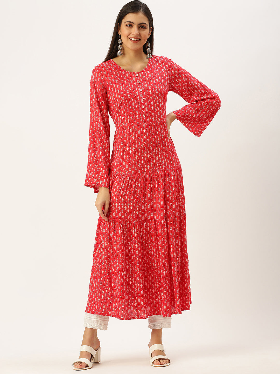 Women's Pink Ethnic Motifs Kurta