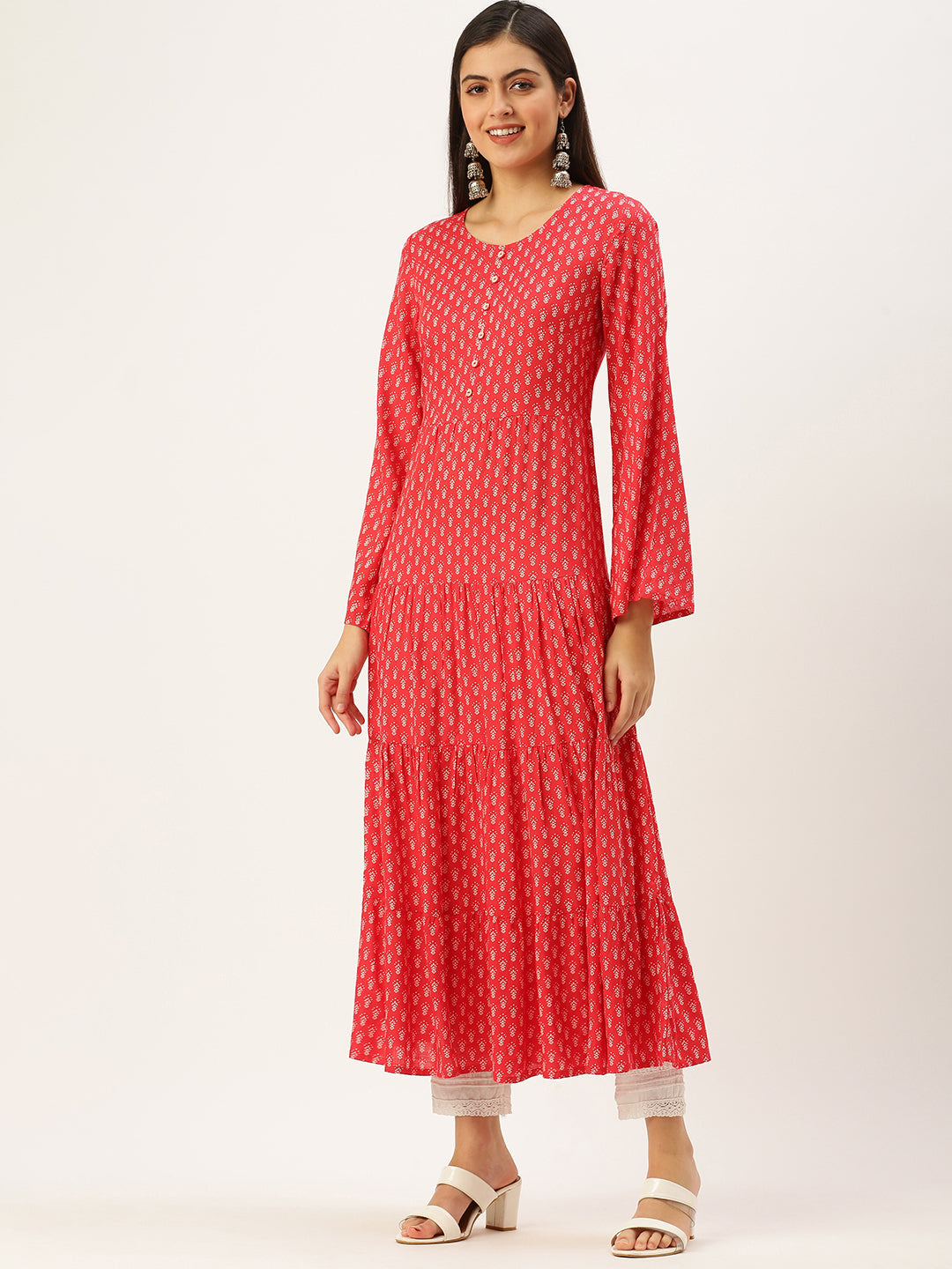 Women's Pink Ethnic Motifs Kurta