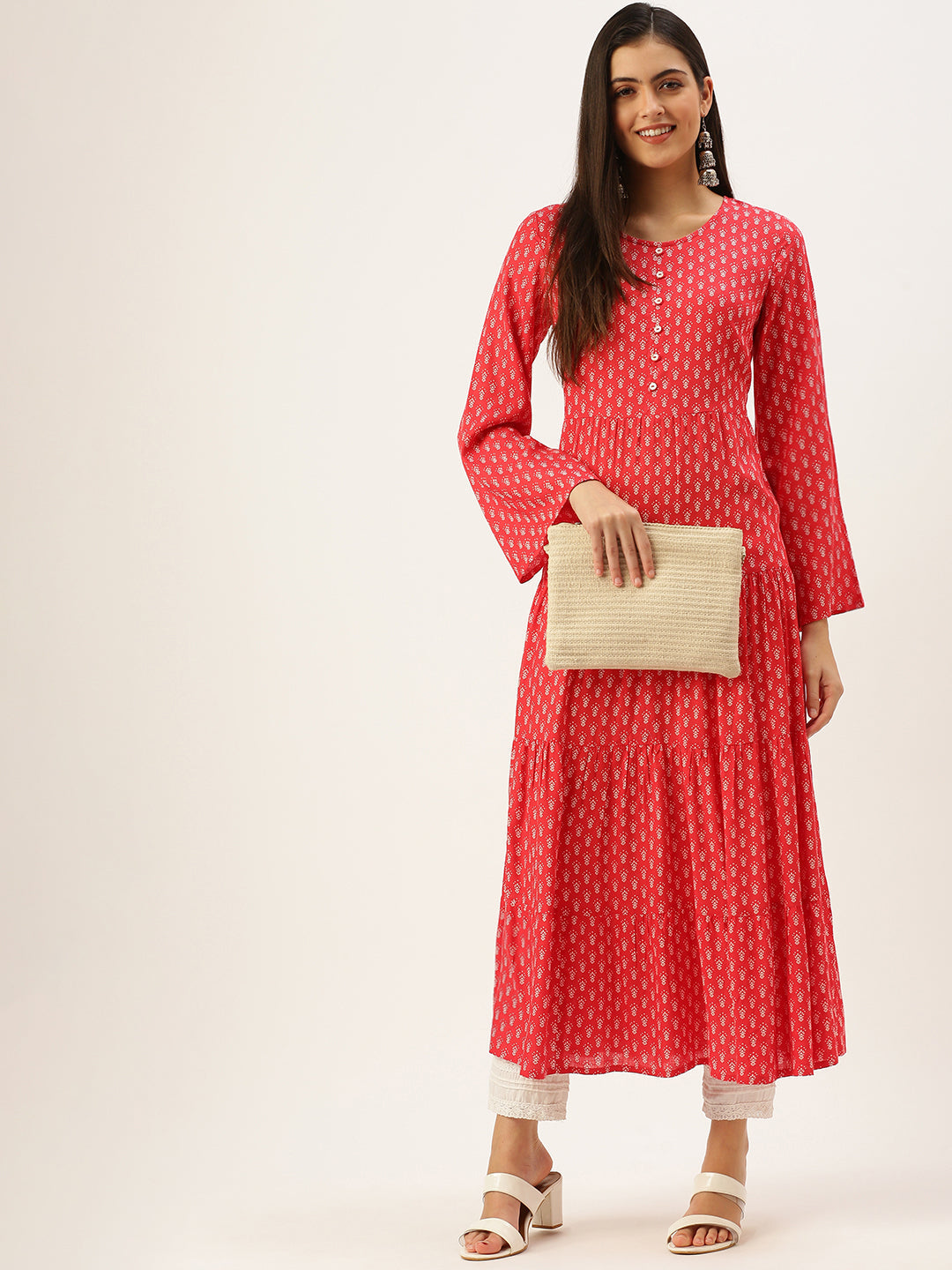 Women's Pink Ethnic Motifs Kurta