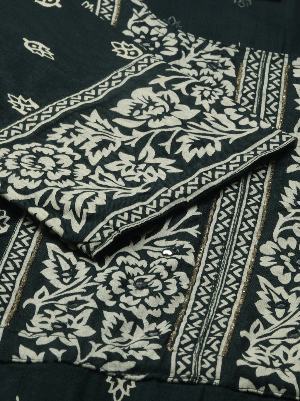 Women's Green Ethnic Motifs Printed Anarkali Kurta