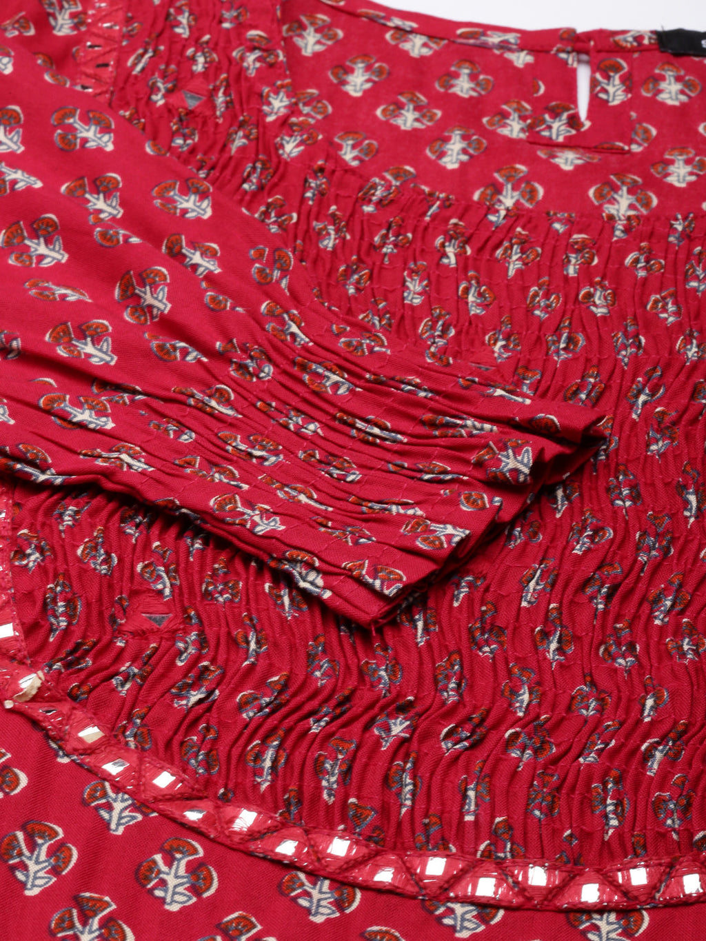 Women's Fuchsia Floral Printed Cotton Straight Kurta