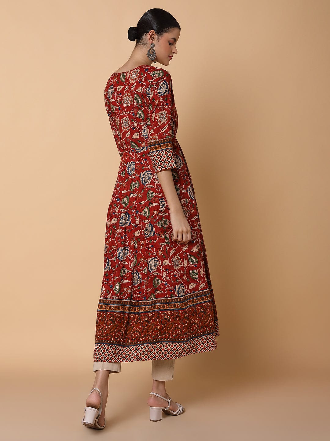 Women's Floral Maroon Anarkali Kurta