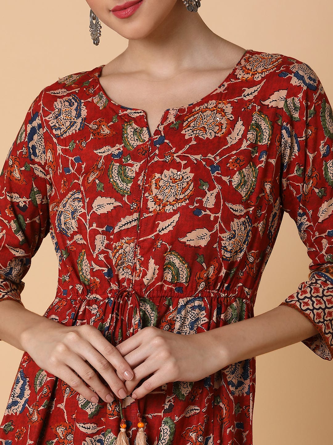 Women's Floral Maroon Anarkali Kurta