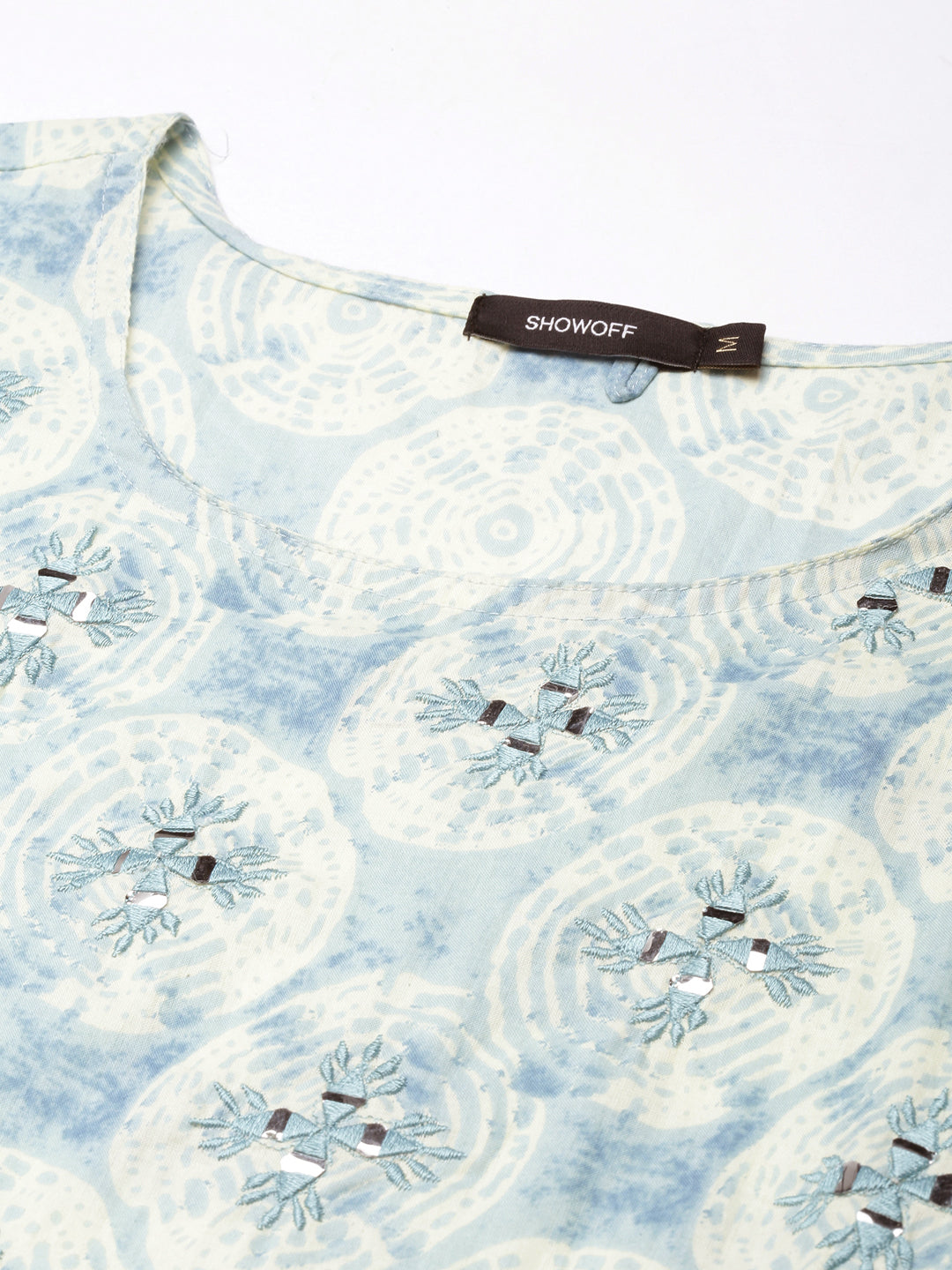 Women's Anarkali Sea Green Abstract Kurta