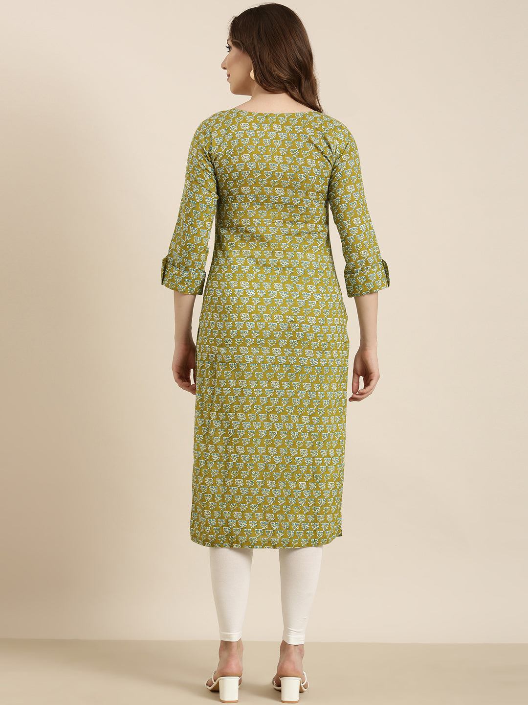 Women's Straight Green Floral Kurta