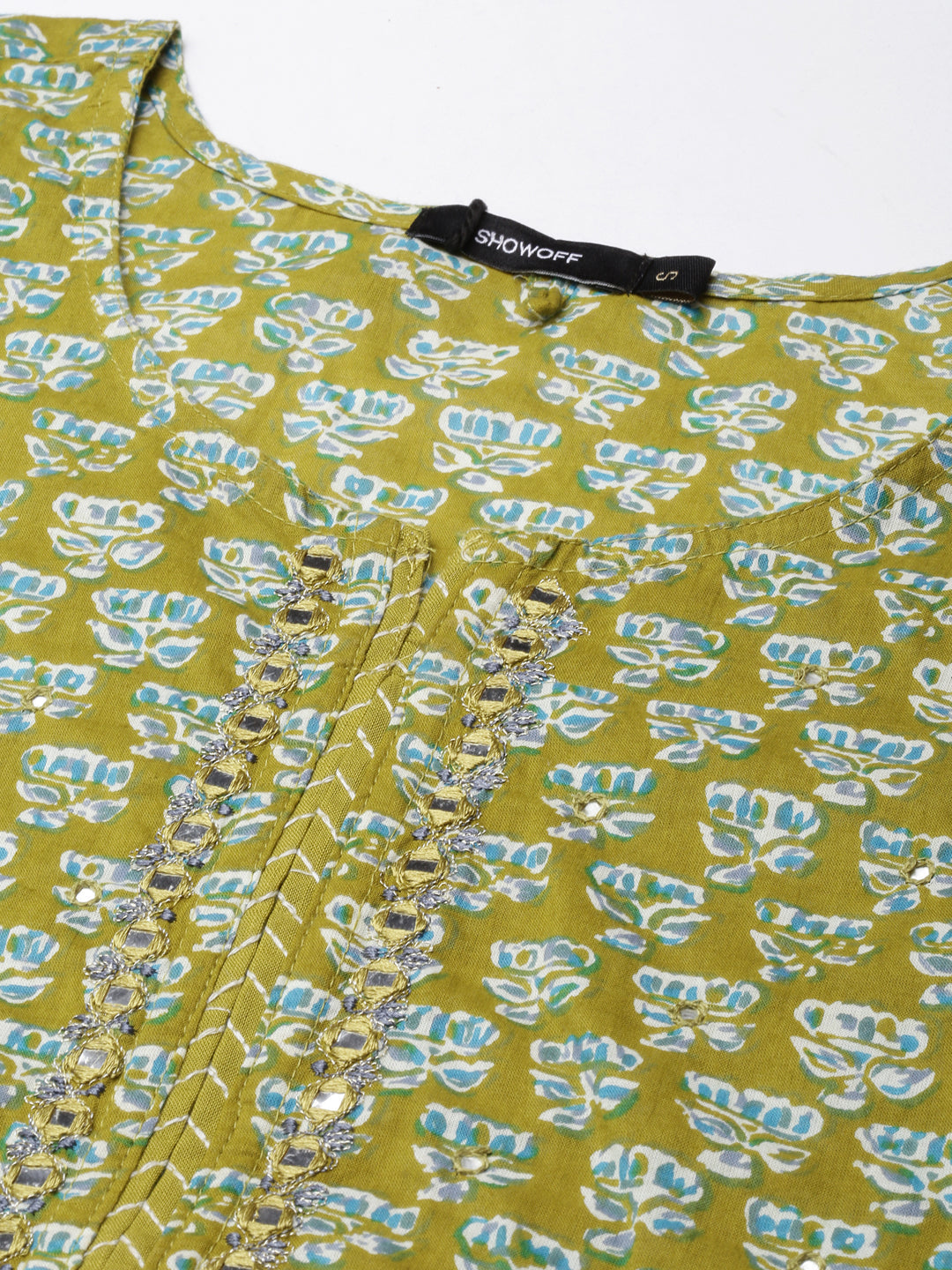 Women's Straight Green Floral Kurta