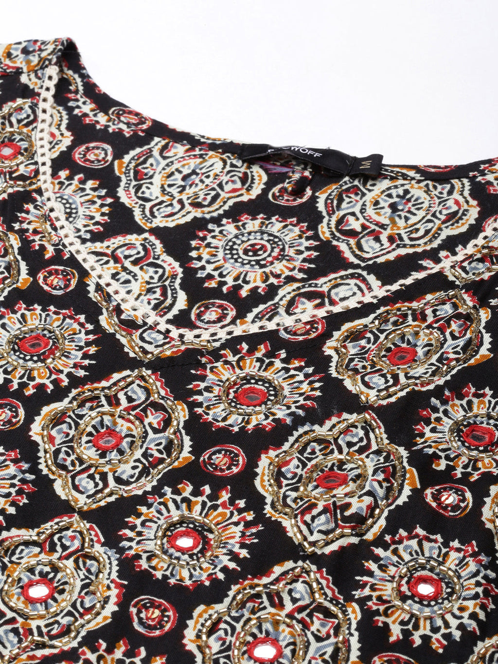 Women's Anarkali Black Ethnic Motifs Kurta