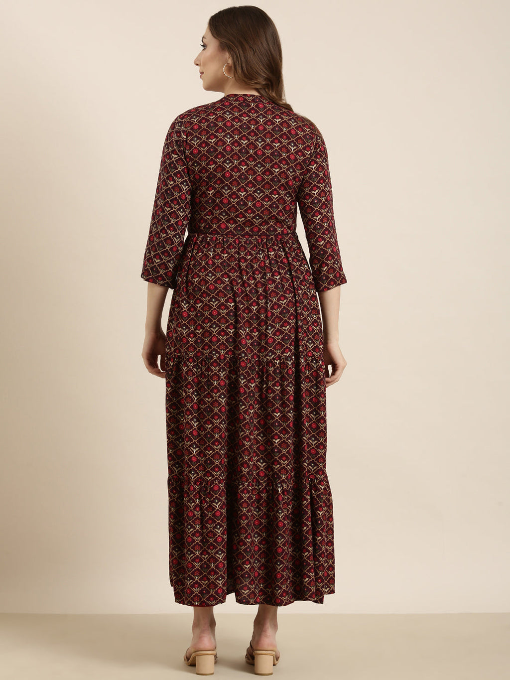 Women's Anarkali Purple Ethnic Motifs Kurta