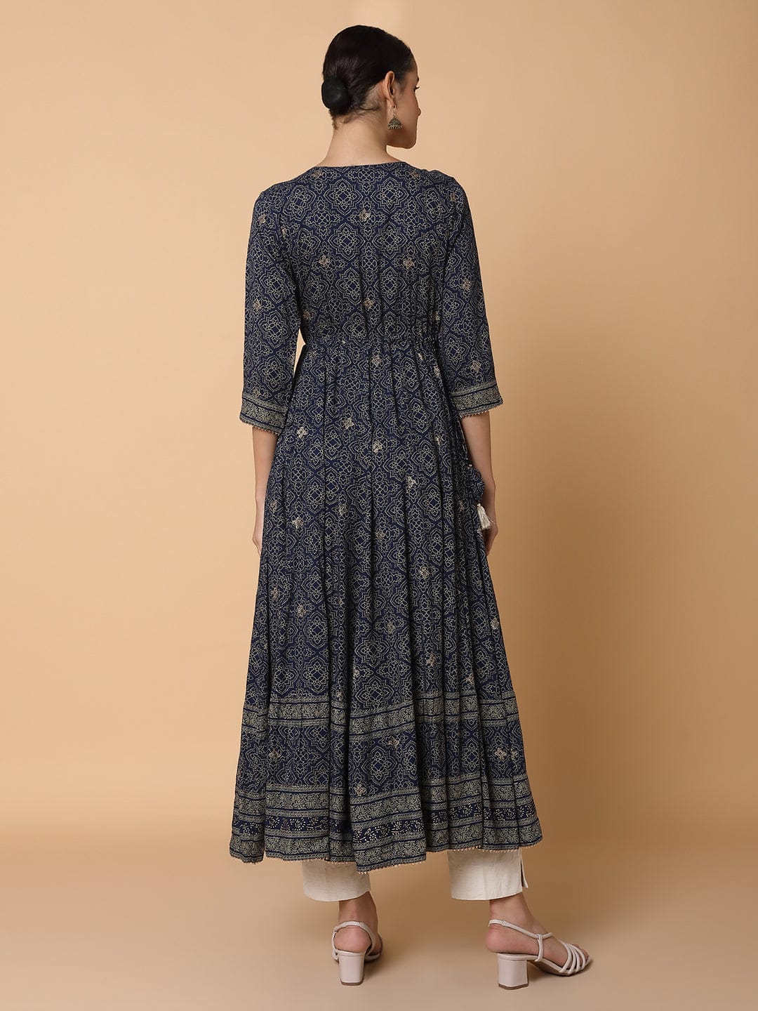 Women's Floral Navy Blue Anarkali Kurta