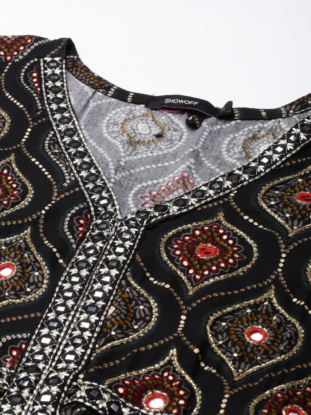 Women's Anarkali Black Bandhani Kurta