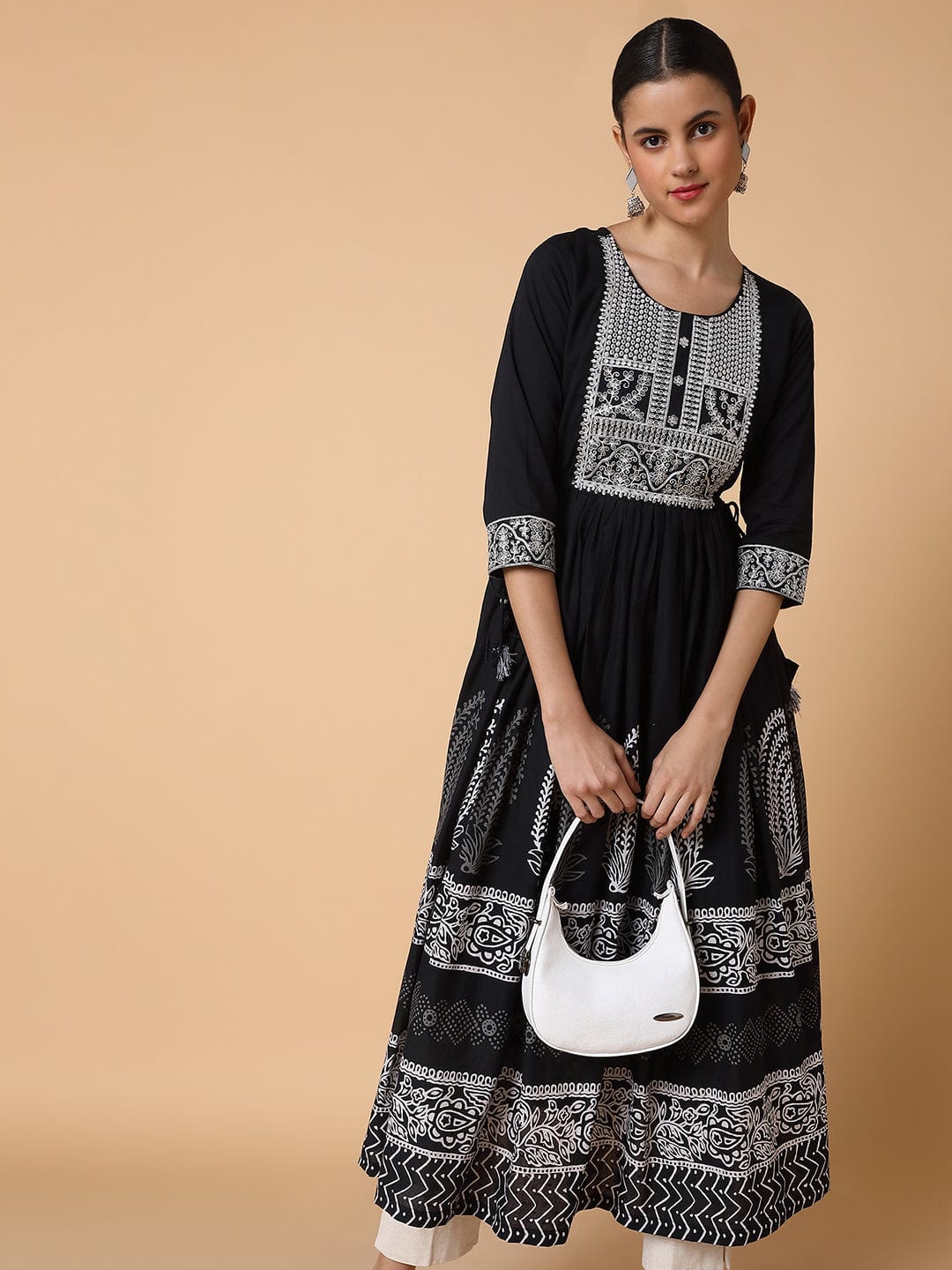 Women's Solid Black Anarkali Kurta