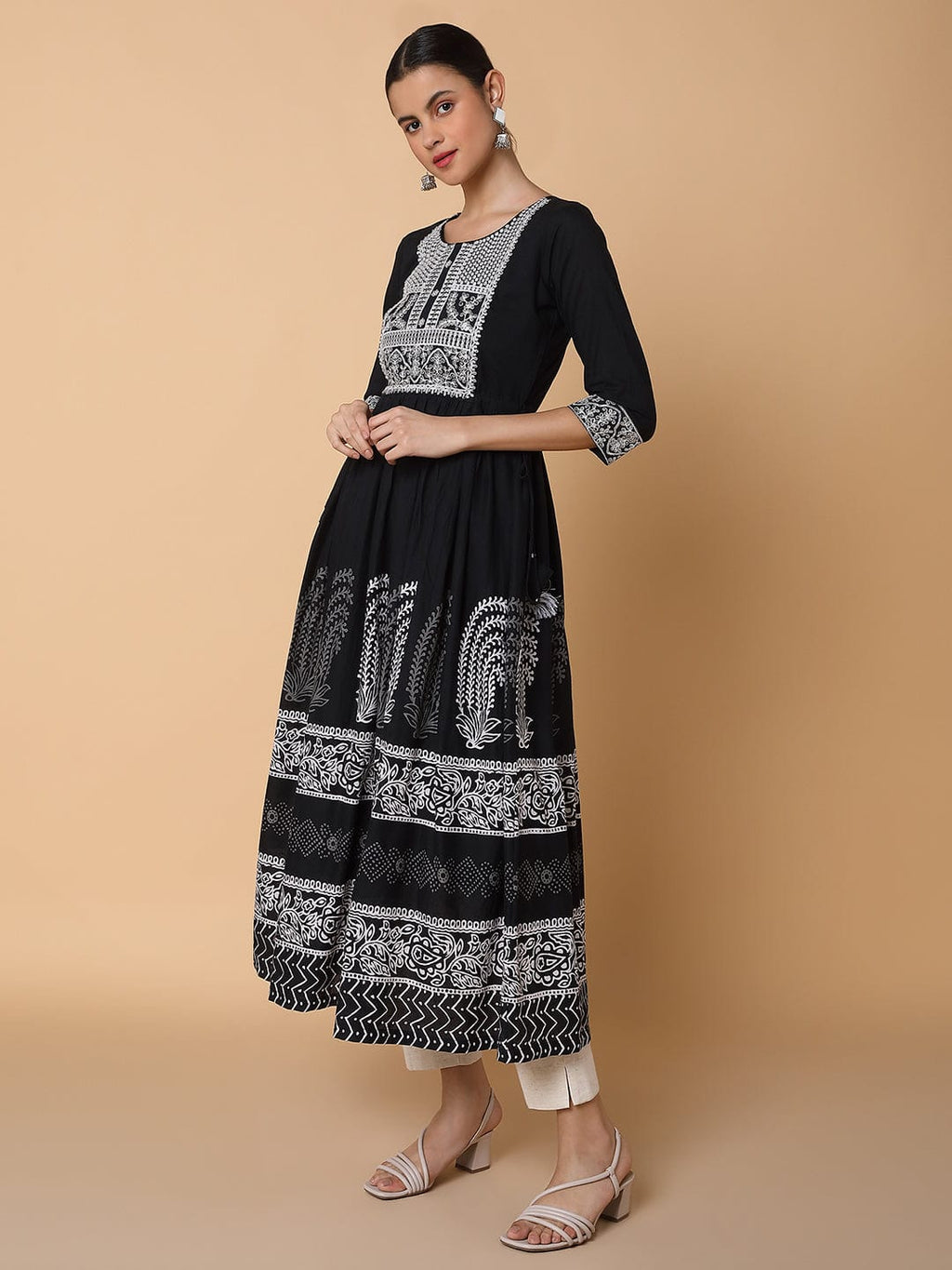 Women's Solid Black Anarkali Kurta