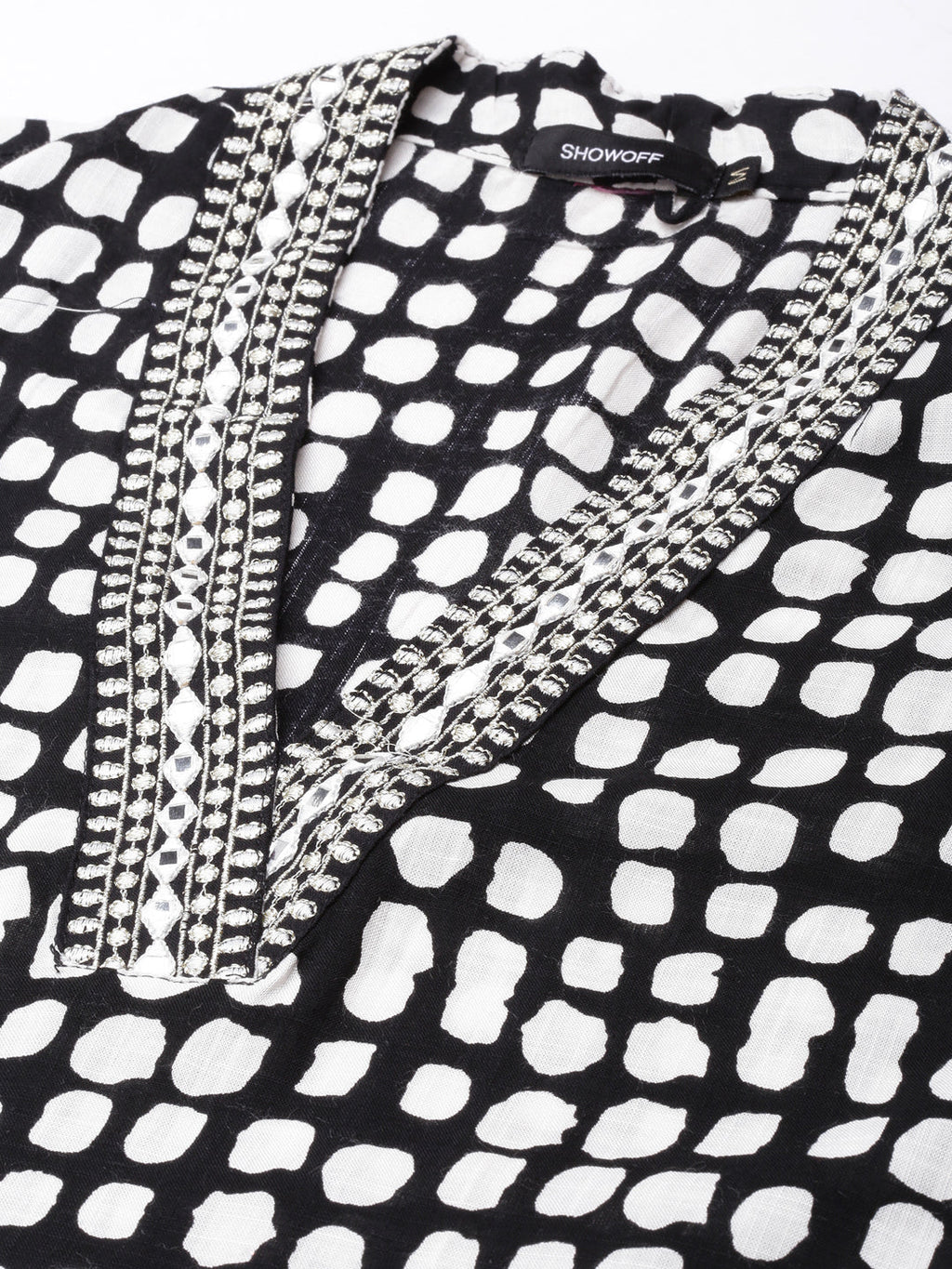 Women's Straight Black Geometric Kurta