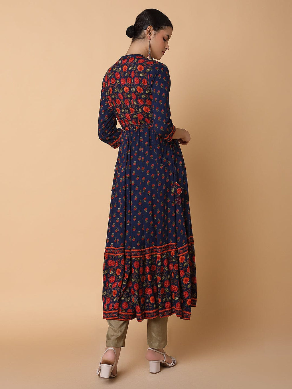 Women's Floral Navy Blue Anarkali Kurta
