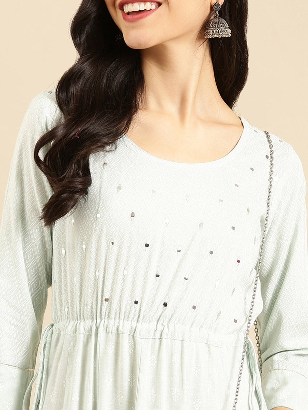 Women's Green Printed Anarkali Kurta