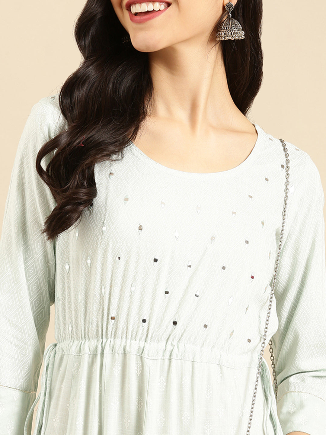 Women's Green Printed Anarkali Kurta