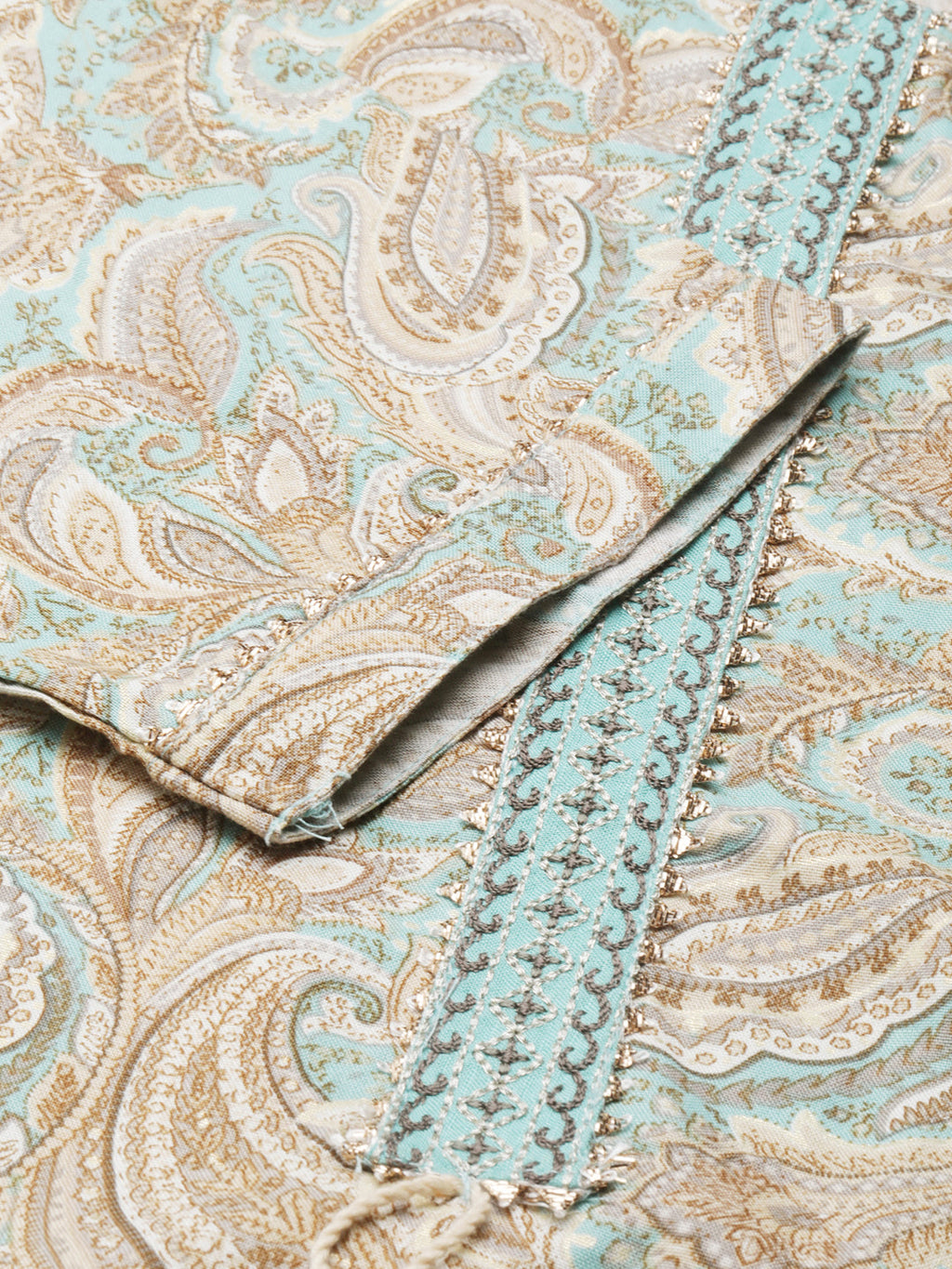 Women's Sea Green Ethnic Motifs Printed Straight Kurta