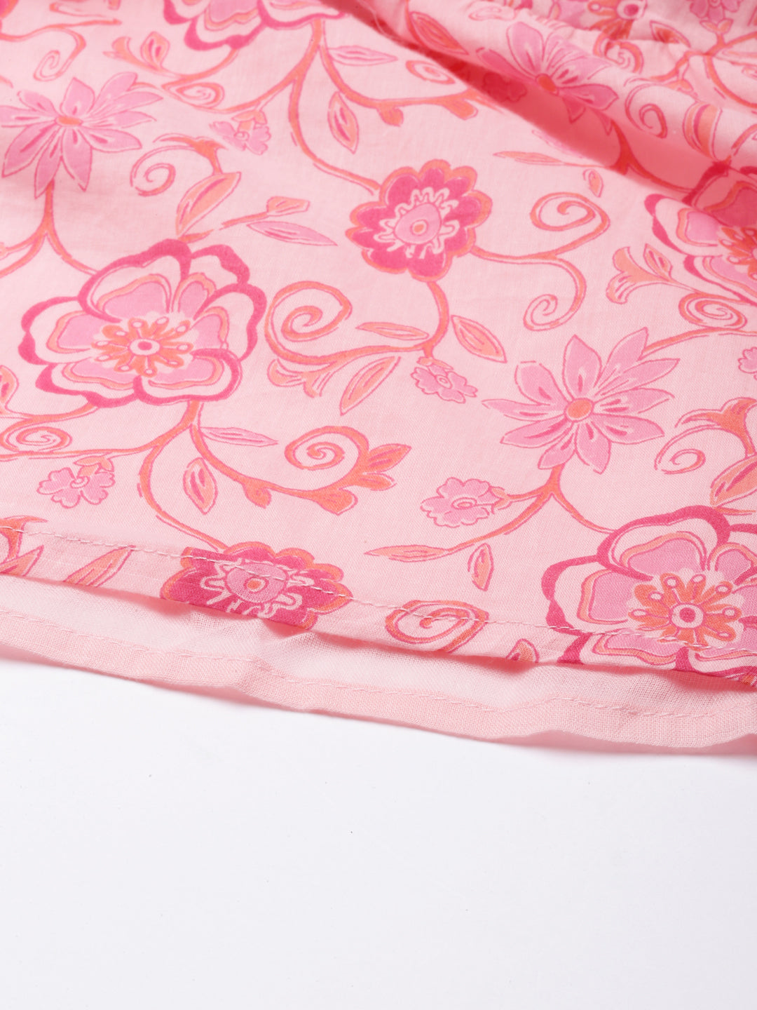 Women's Pink Floral Printed Anarkali Kurta